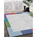 Patterned Platinum Gray Novelty Rug in Family Room, pat1194