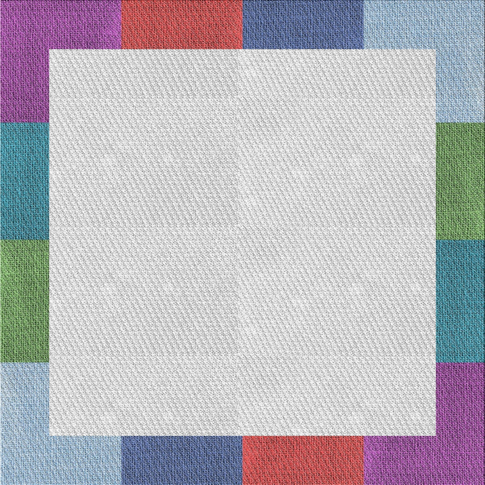 Square Patterned Platinum Gray Novelty Rug, pat1194