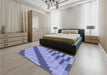 Patterned Slate Blue Rug in a Bedroom, pat1195blu