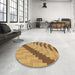 Round Patterned Orange Rug in a Office, pat1195brn