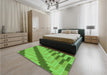 Patterned Emerald Green Rug in a Bedroom, pat1195grn