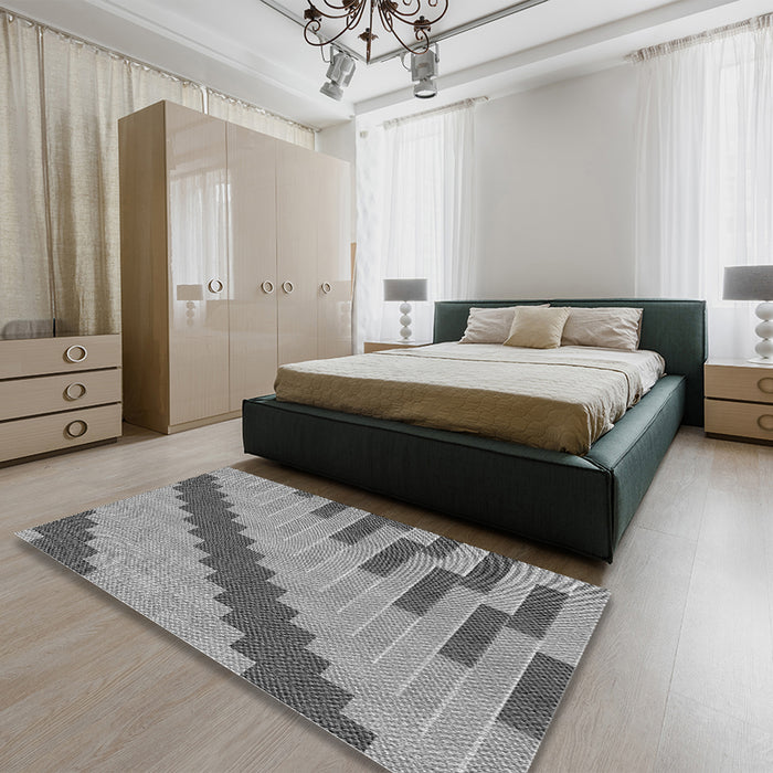 Patterned Ash Gray Rug in a Bedroom, pat1195gry