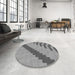 Round Patterned Ash Gray Rug in a Office, pat1195gry