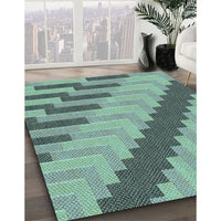 Patterned Hazel Green Rug, pat1195lblu