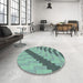 Round Patterned Hazel Green Rug in a Office, pat1195lblu