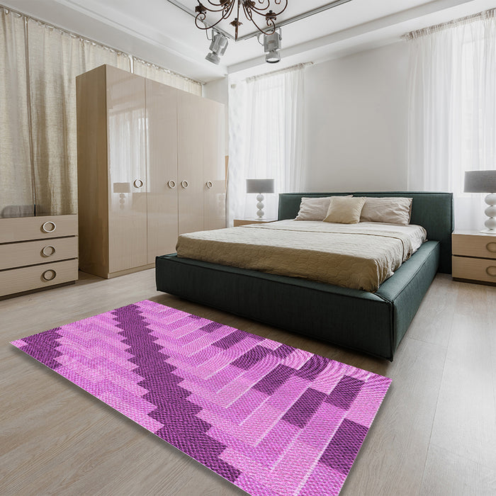 Round Machine Washable Transitional Violet Purple Rug in a Office, wshpat1195pur