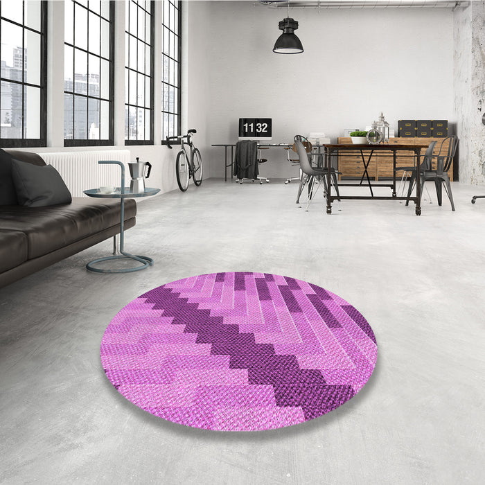 Round Patterned Violet Purple Rug in a Office, pat1195pur