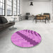 Round Patterned Violet Purple Rug in a Office, pat1195pur