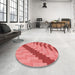 Round Patterned Red Rug in a Office, pat1195rd