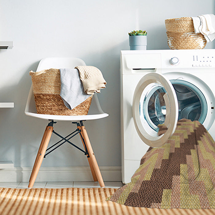 Machine Washable Transitional Saddle Brown Rug in a Washing Machine, wshpat1195