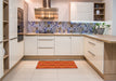 Patterned Neon Orange Rug in a Kitchen, pat1196yw