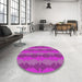 Round Machine Washable Transitional Crimson Purple Rug in a Office, wshpat1196
