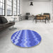 Round Patterned Sky Blue Rug in a Office, pat1197blu