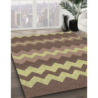 Patterned Metallic Gold Rug, pat1197brn