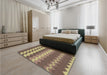 Patterned Metallic Gold Rug in a Bedroom, pat1197brn