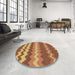 Round Patterned Orange Rug in a Office, pat1197org