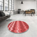 Round Patterned Red Rug in a Office, pat1197rd