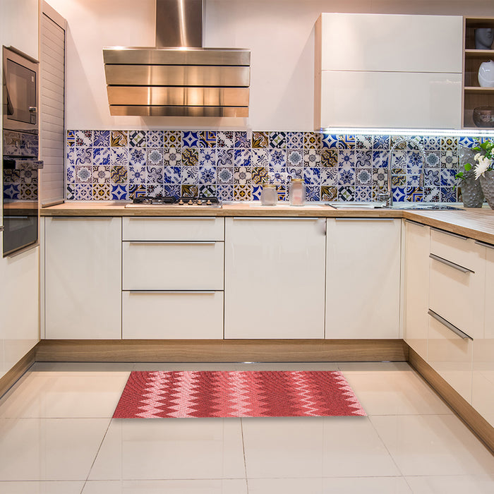 Patterned Red Rug in a Kitchen, pat1197rd