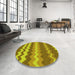 Round Patterned Golden Brown Yellow Rug in a Office, pat1197yw