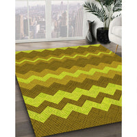 Patterned Golden Brown Yellow Rug, pat1197yw