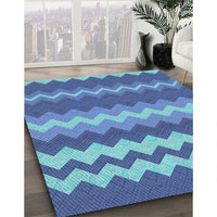 Patterned Sapphire Blue Novelty Rug, pat1197