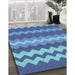 Machine Washable Transitional Sapphire Blue Rug in a Family Room, wshpat1197