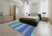 Patterned Sapphire Blue Novelty Rug in a Bedroom, pat1197