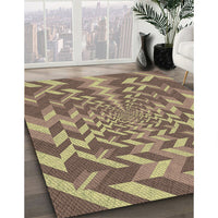 Patterned Metallic Gold Rug, pat1198brn