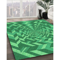 Patterned Neon Green Rug, pat1198grn