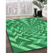 Patterned Neon Green Rug in Family Room, pat1198grn