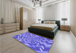 Patterned Purple Mimosa Purple Rug in a Bedroom, pat1198pur