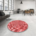 Round Patterned Red Rug in a Office, pat1198rd