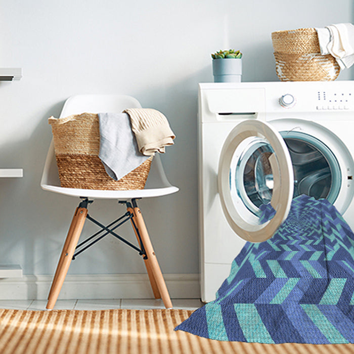 Machine Washable Transitional Sapphire Blue Rug in a Washing Machine, wshpat1198