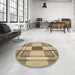 Round Patterned Brown Rug in a Office, pat1199brn