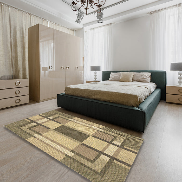 Patterned Brown Rug in a Bedroom, pat1199brn