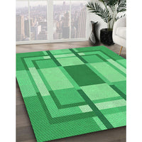 Patterned Lime Mint Green Rug, pat1199grn