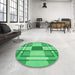 Round Patterned Lime Mint Green Rug in a Office, pat1199grn