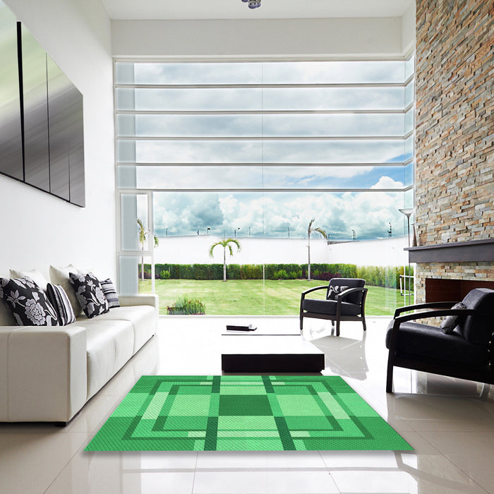 Square Patterned Lime Mint Green Rug in a Living Room, pat1199grn