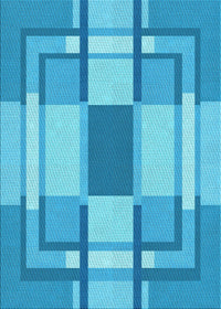 Machine Washable Transitional Bright Turquoise Blue Rug, wshpat1199lblu