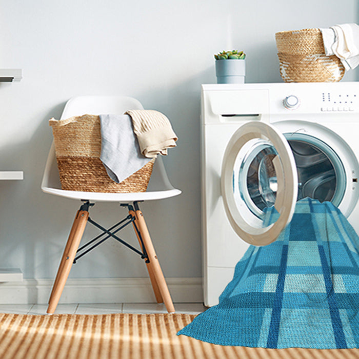 Machine Washable Transitional Bright Turquoise Blue Rug in a Washing Machine, wshpat1199lblu
