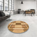 Round Patterned Orange Rug in a Office, pat1199org