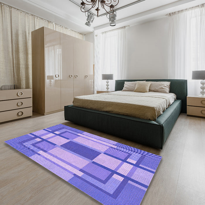 Patterned Bright Lilac Purple Rug in a Bedroom, pat1199pur