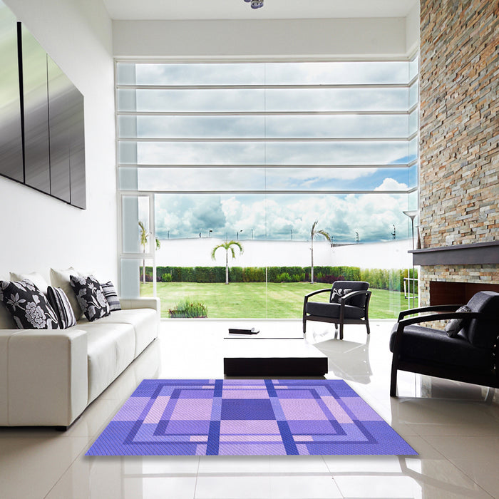 Square Patterned Bright Lilac Purple Rug in a Living Room, pat1199pur