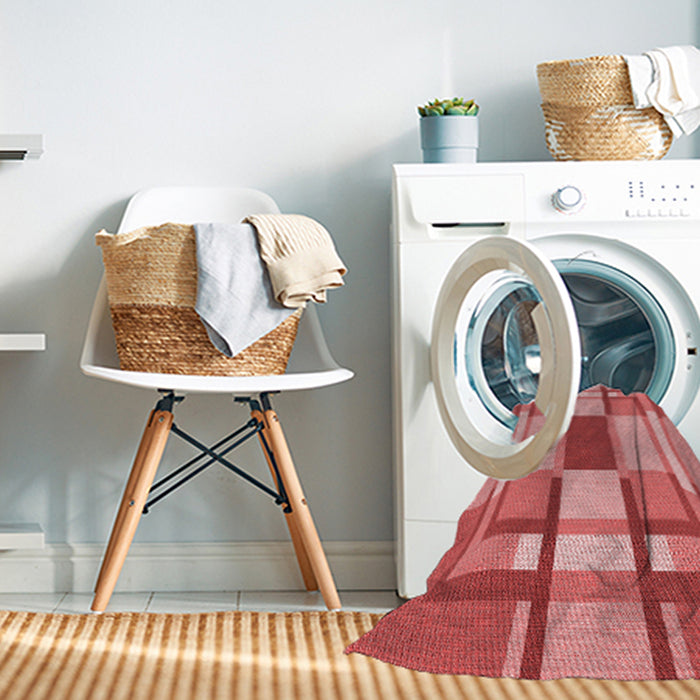 Machine Washable Transitional Ruby Red Rug in a Washing Machine, wshpat1199rd