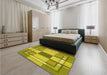 Patterned Yellow Rug in a Bedroom, pat1199yw