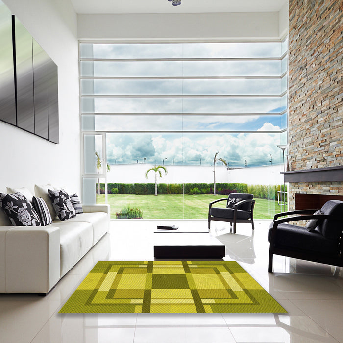 Square Patterned Yellow Rug in a Living Room, pat1199yw