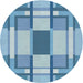 Sideview of Patterned Light Sky Blue Novelty Rug, pat1199