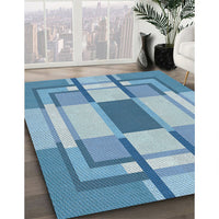 Patterned Light Sky Blue Novelty Rug, pat1199