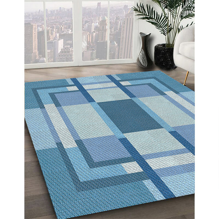 Machine Washable Transitional LightSky Blue Rug in a Family Room, wshpat1199