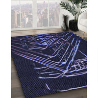 Patterned Deep Periwinkle Purple Rug, pat12blu